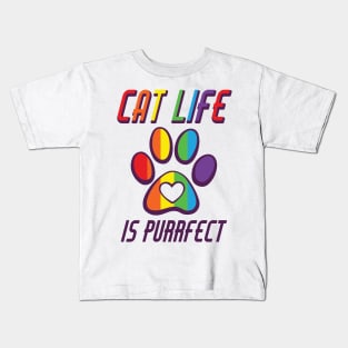 Cat Life Is Purrfect Kids T-Shirt